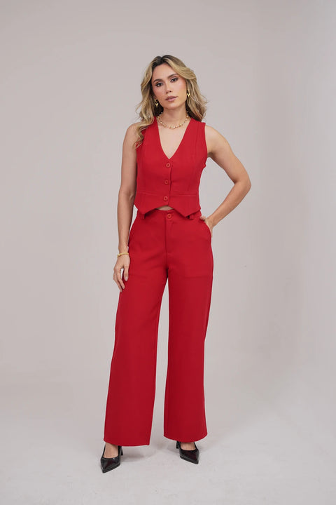 SET DE PANTALÓN Y CHALECO CON RIBETES REF 1410