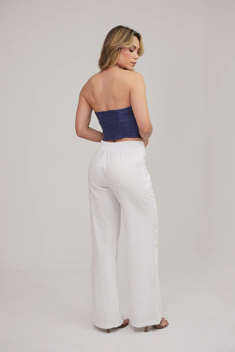 TOP STRAPLESS DE OJALILLO CON DETALLE DE BOTONES Y AJUSTE ELASTICO EN LA ESPALDA REF 0515