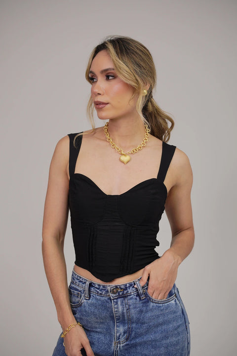 TOP CORSÉ CON ESCOTE CORAZÓN, TIRANTES ANCHOS Y AJUSTE EN LA ESPALDA REF 0516