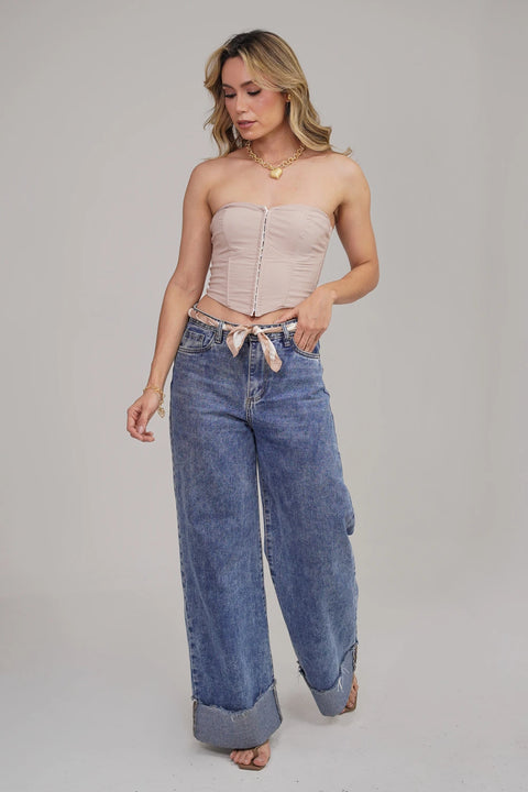 TOP CORSÉ STRAPLESS CON BROCHES FRONTALES Y DISEÑO CON VARILLAS REF 0514