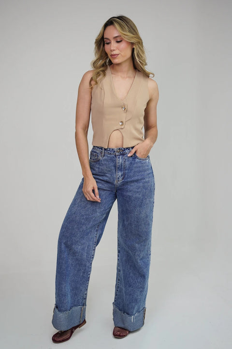 CHALECO CON BOTONES LUJOSOS DE FLORES REF 03115