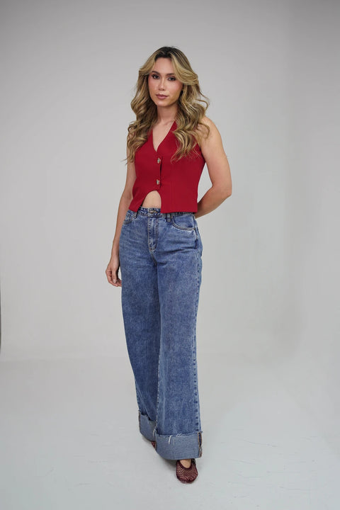 CHALECO CON BOTONES LUJOSOS DE FLORES REF 03115