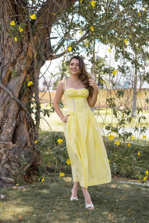 VESTIDO LARGO ESTILO CORSET CON ENCAJE FRONTAL Y FRUNCIDO EN LA ESPALDA REF 1504