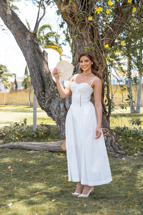 VESTIDO LARGO ESTILO CORSET CON ENCAJE FRONTAL Y FRUNCIDO EN LA ESPALDA REF 1504