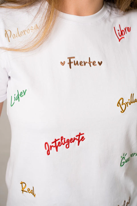 CAMISETA LARGA BORDADA AMOR PROPIO REF 013554