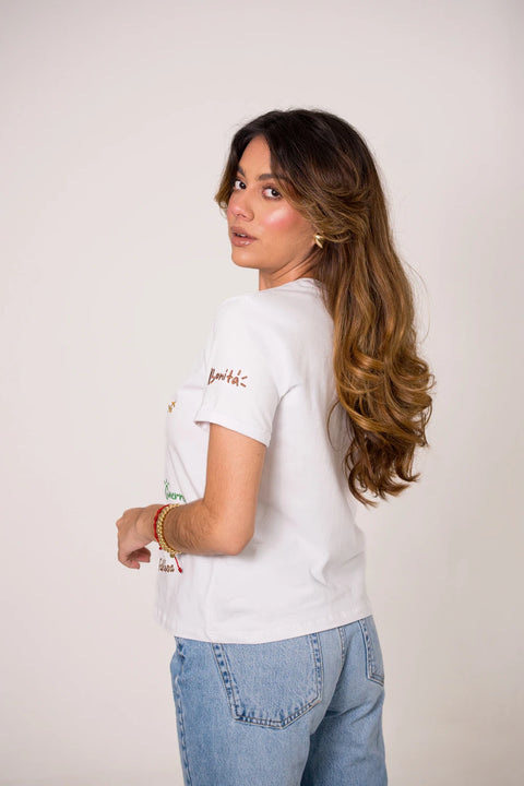 CAMISETA LARGA BORDADA AMOR PROPIO REF 013554