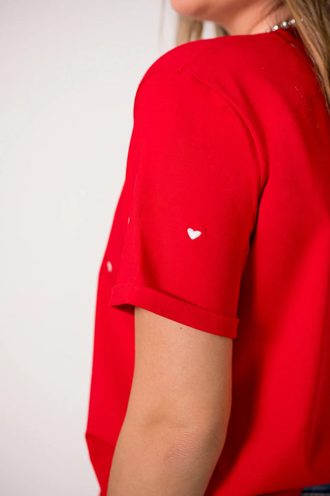 CAMISETA LARGA BORDADA CORAZONES BLANCOS REF 013549