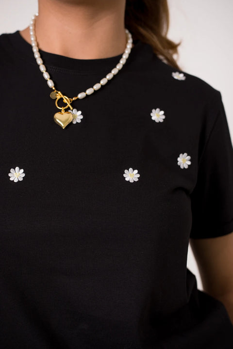 CAMISETA LARGA BORDADA BLOOM REF 013548