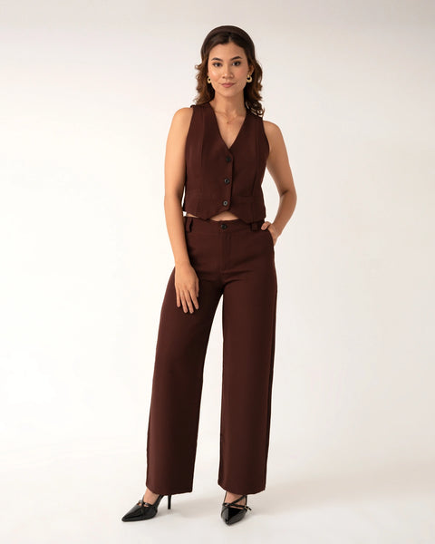 SET DE PANTALÓN Y CHALECO CON RIBETES