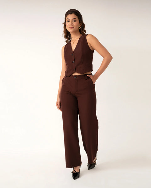 SET DE PANTALÓN Y CHALECO CON RIBETES