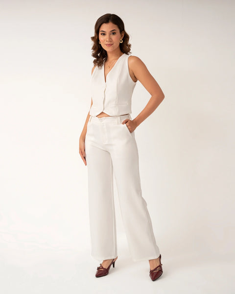 SET DE PANTALÓN Y CHALECO CON RIBETES