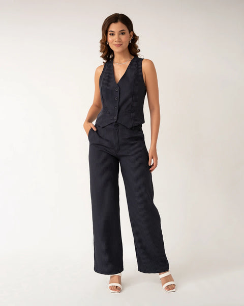 PANTALÓN DE RAYAS TIRO ALTO BOTA RECTA REF 0429