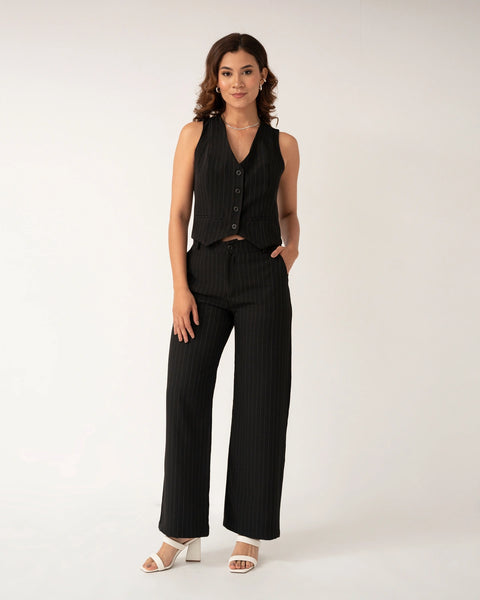 PANTALÓN DE RAYAS TIRO ALTO BOTA RECTA REF 0429