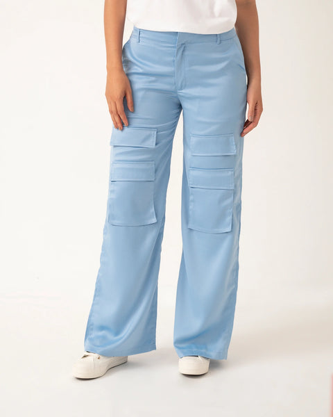 PANTALÓN TIPO CARGO CON BOLSILLOS FRONTALES DE SEDA REF 0419
