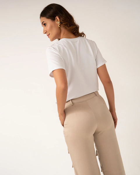 PANTALÓN TIPO CARGO CON BOLSILLOS FRONTALES DE SEDA REF 0419