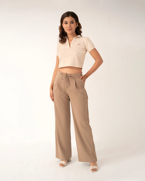 PANTALÓN PLIEGUES CORDÓN BOTA RECTA REF 0427
