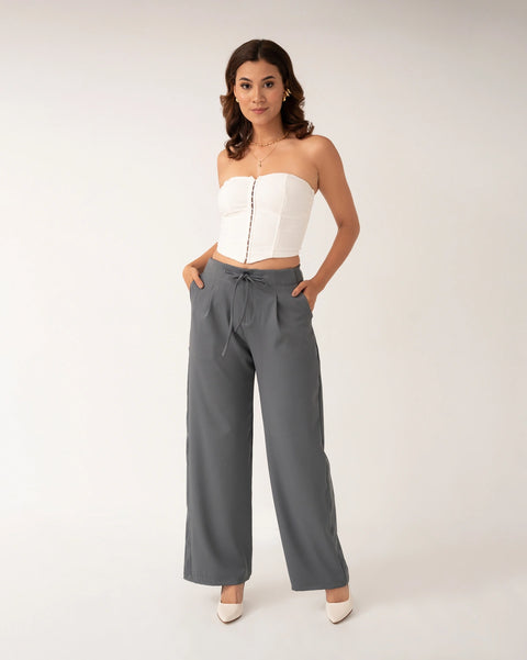 PANTALÓN PLIEGUES CORDÓN BOTA RECTA REF 0427