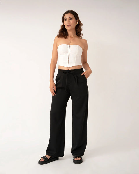 PANTALÓN PLIEGUES CORDÓN BOTA RECTA REF 0427