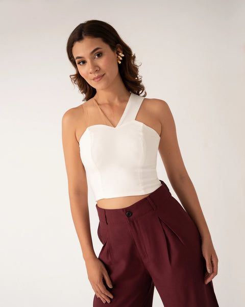 TOP DE TIRA CON DETALLE MALLATEX EN EL HOMBRO Y ESPALDA REF 0511