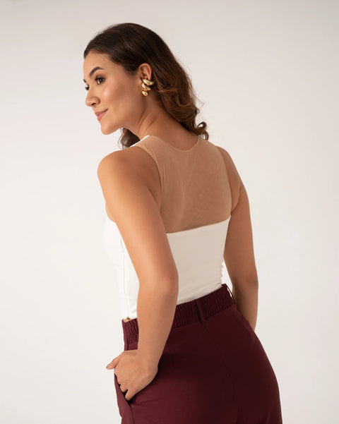 TOP DE TIRA CON DETALLE MALLATEX EN EL HOMBRO Y ESPALDA REF 0511
