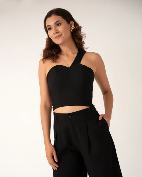 TOP DE TIRA CON DETALLE MALLATEX EN EL HOMBRO Y ESPALDA REF 0511