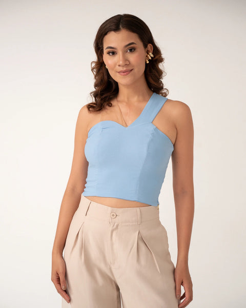 TOP DE TIRA CON DETALLE MALLATEX EN EL HOMBRO Y ESPALDA REF 0511