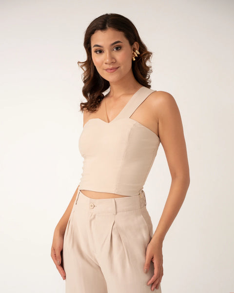 TOP DE TIRA CON DETALLE MALLATEX EN EL HOMBRO Y ESPALDA REF 0511