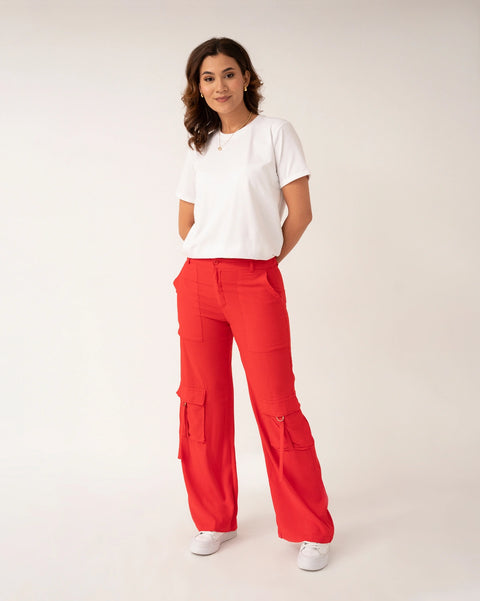 PANTALÓN LIVIANO CON BOLSILLOS TIPO CARGO REF 0420